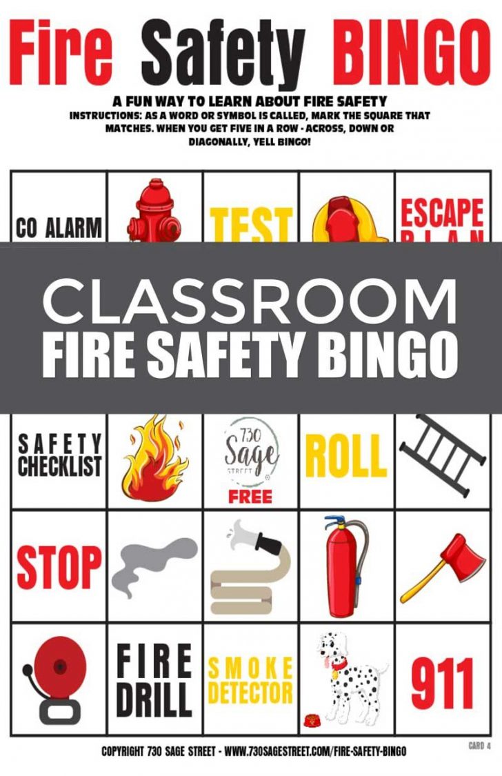 Fire Safety Bingo Game For Classrooms Bingo Classroom Printable 