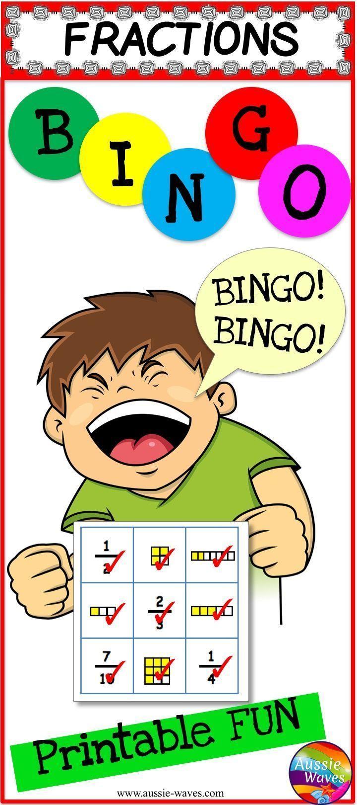 Fractions Bingo Cards Printable