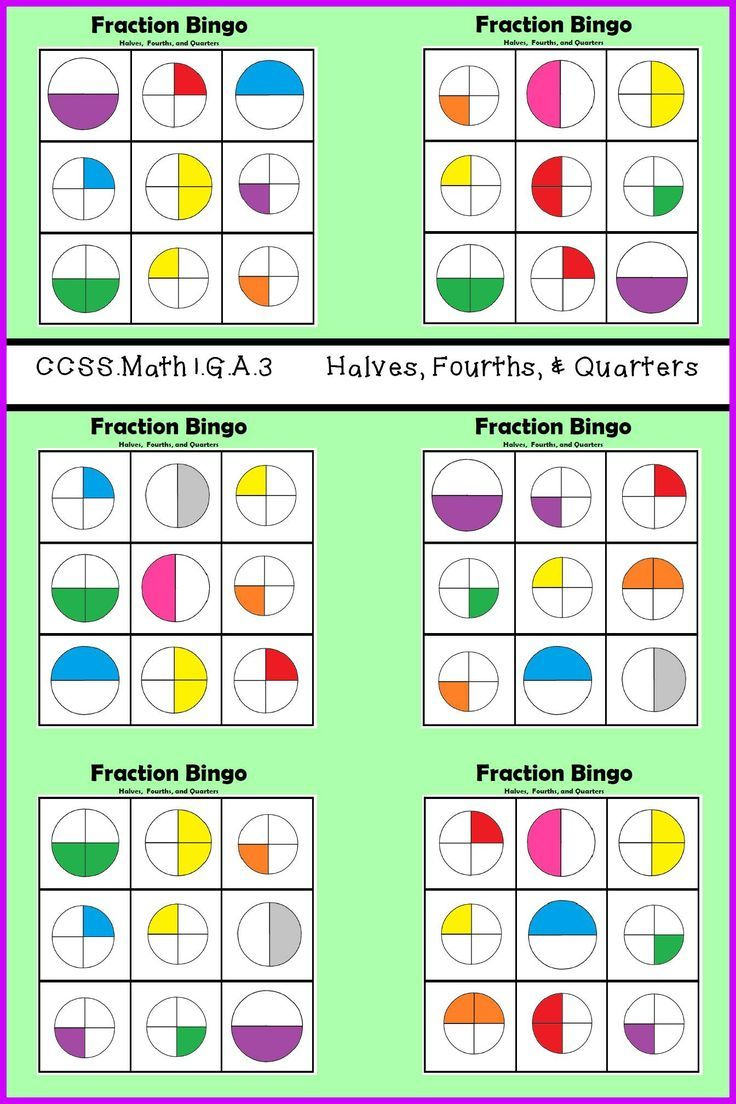 Fraction Bingo Halves, Quarters, And Fourths | Fractions