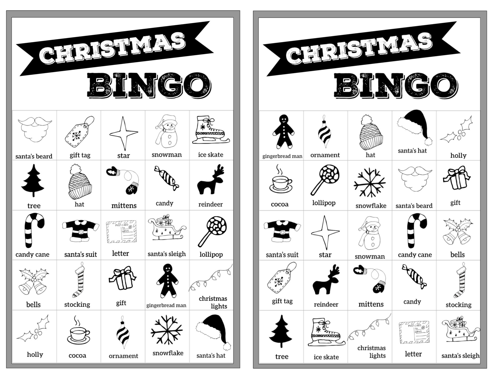 Free Christmas Bingo Printable Cards - Paper Trail Design