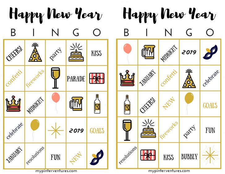 New Years Eve Printable Bingo Card 2020