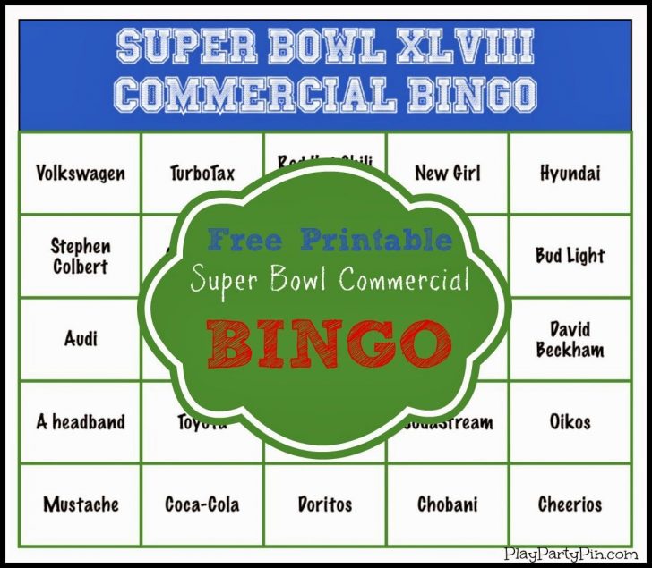 Free Printable Super Bowl Commercial Bingo Cards 2017