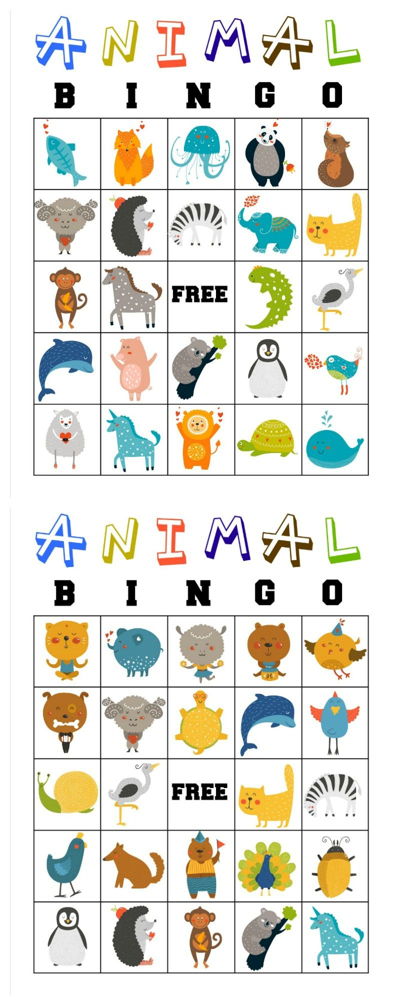 Free Printable Animal Bingo Cards For Toddlers And