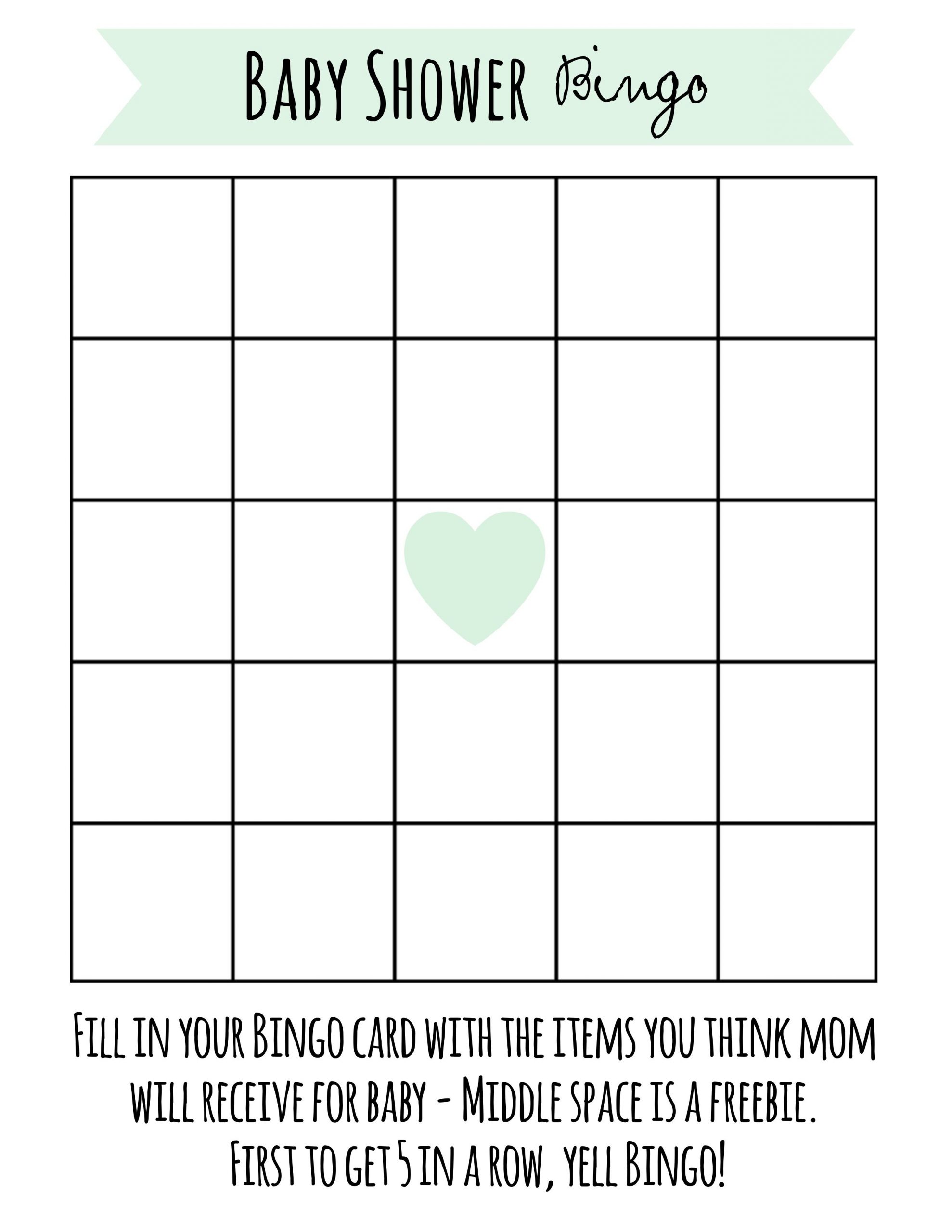 Free Printable Baby Shower Bingo | Free Baby Shower Games