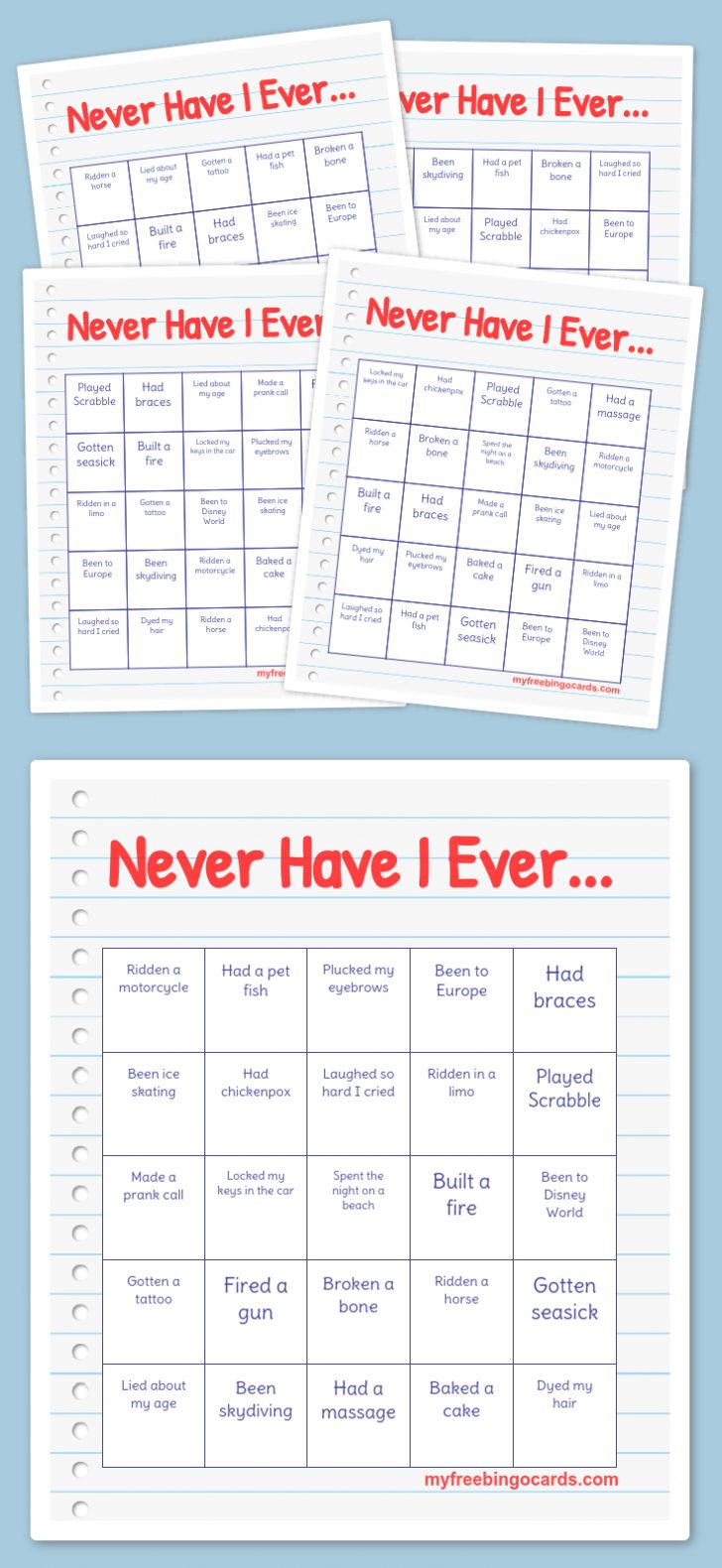 All Free Printable Bingo Type Cards