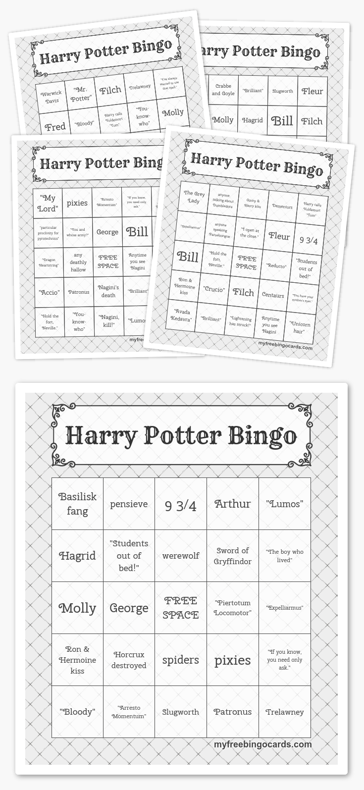 Free Printable Bingo Cards In 2020 | Harry Potter Activities