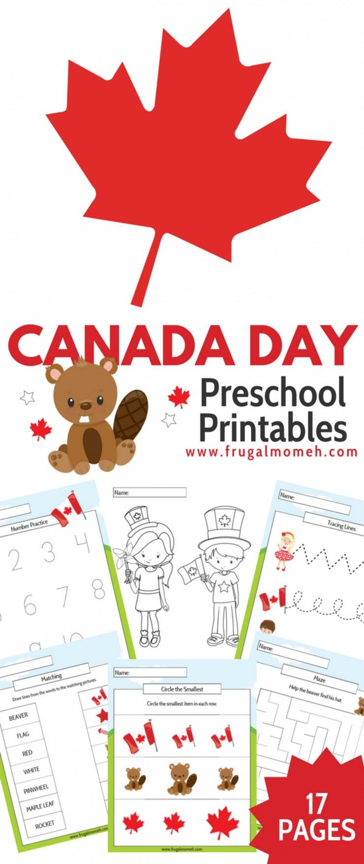 Free Printable Canada Day Preschool Activity Book | Frugal