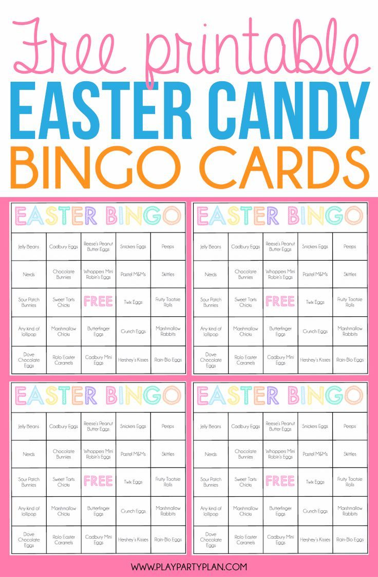 Free Printable Easter Candy Bingo Cards | Easter Party Games