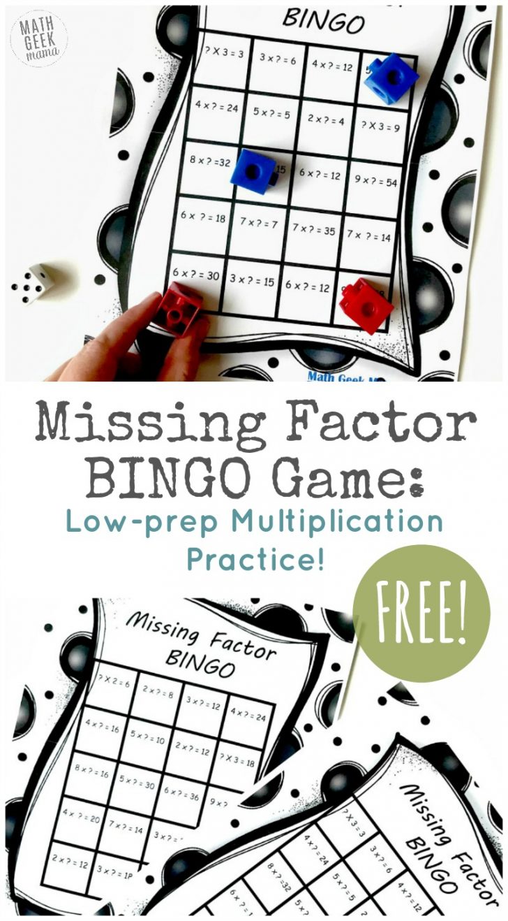 Multiplication Bingo Cards Printable