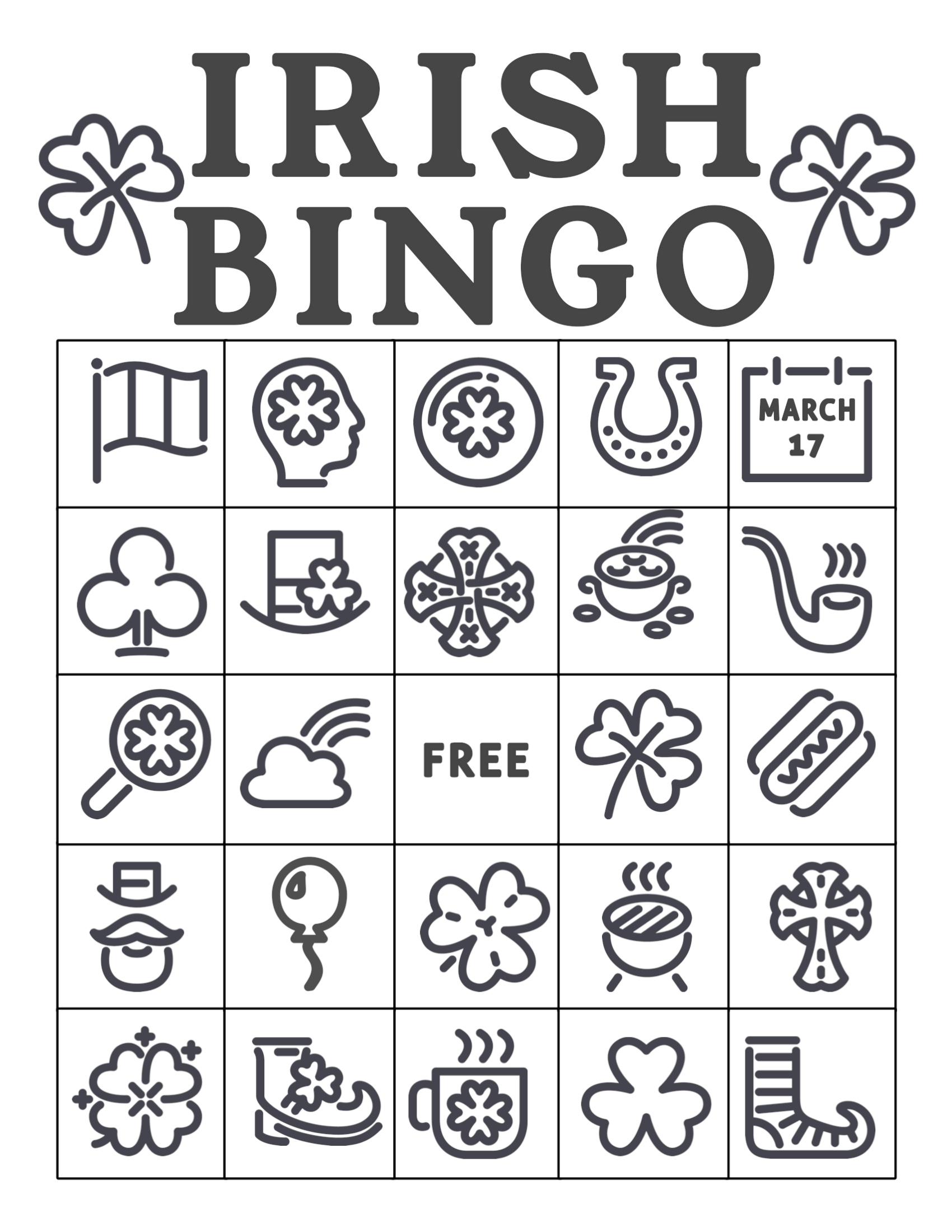 st patricks day bingo cards free