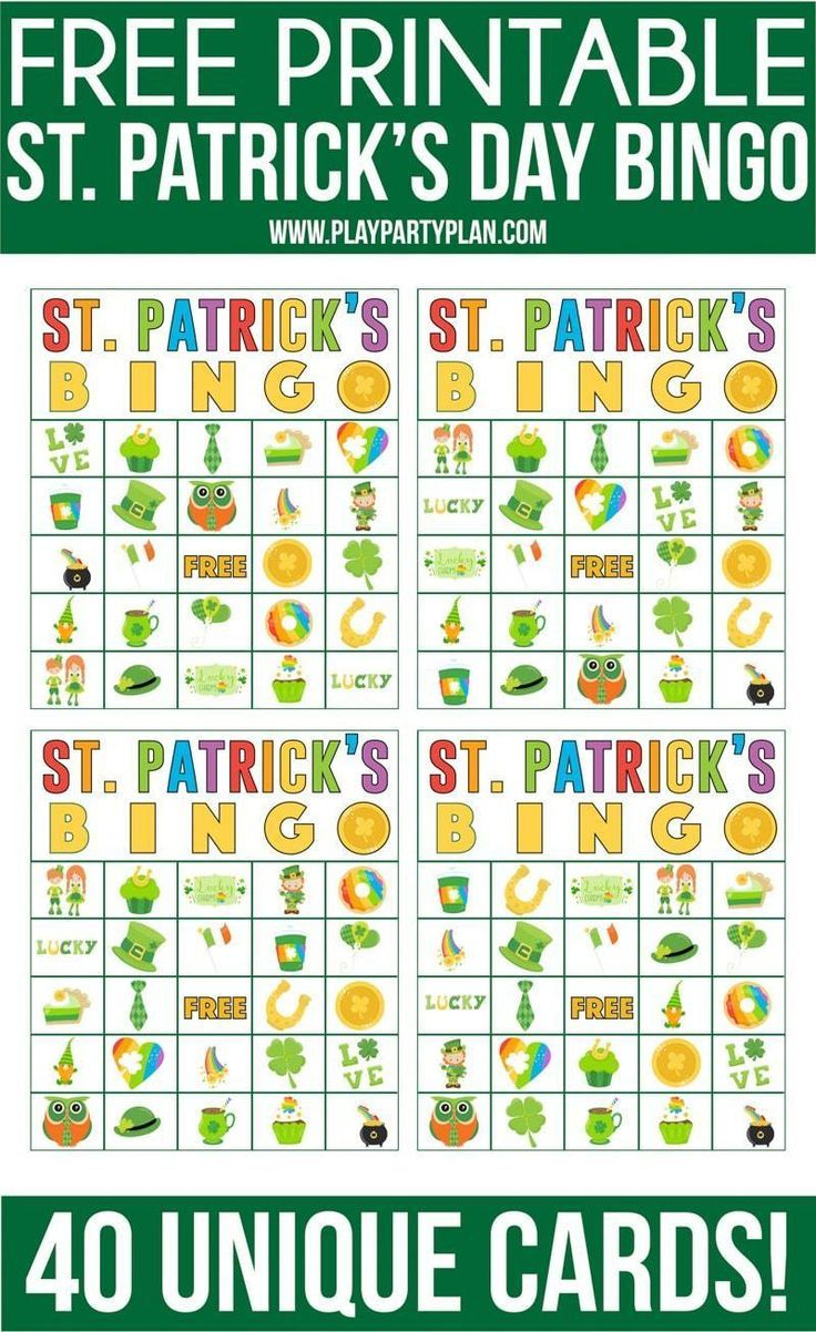 Free Printable St. Patrick&amp;#039;s Day Bingo Cards - Play Party