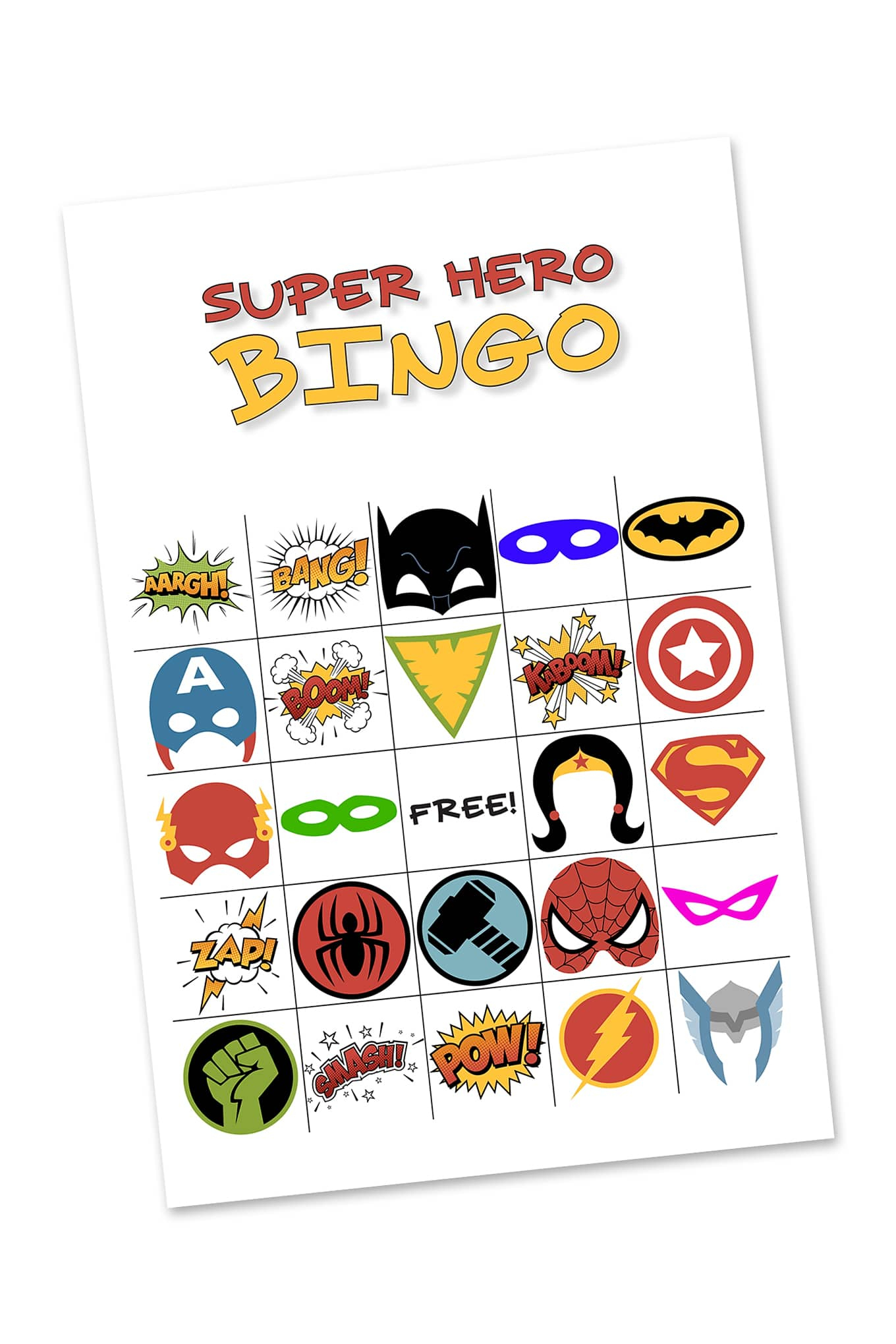 Free Printable Super Hero Bingo Party