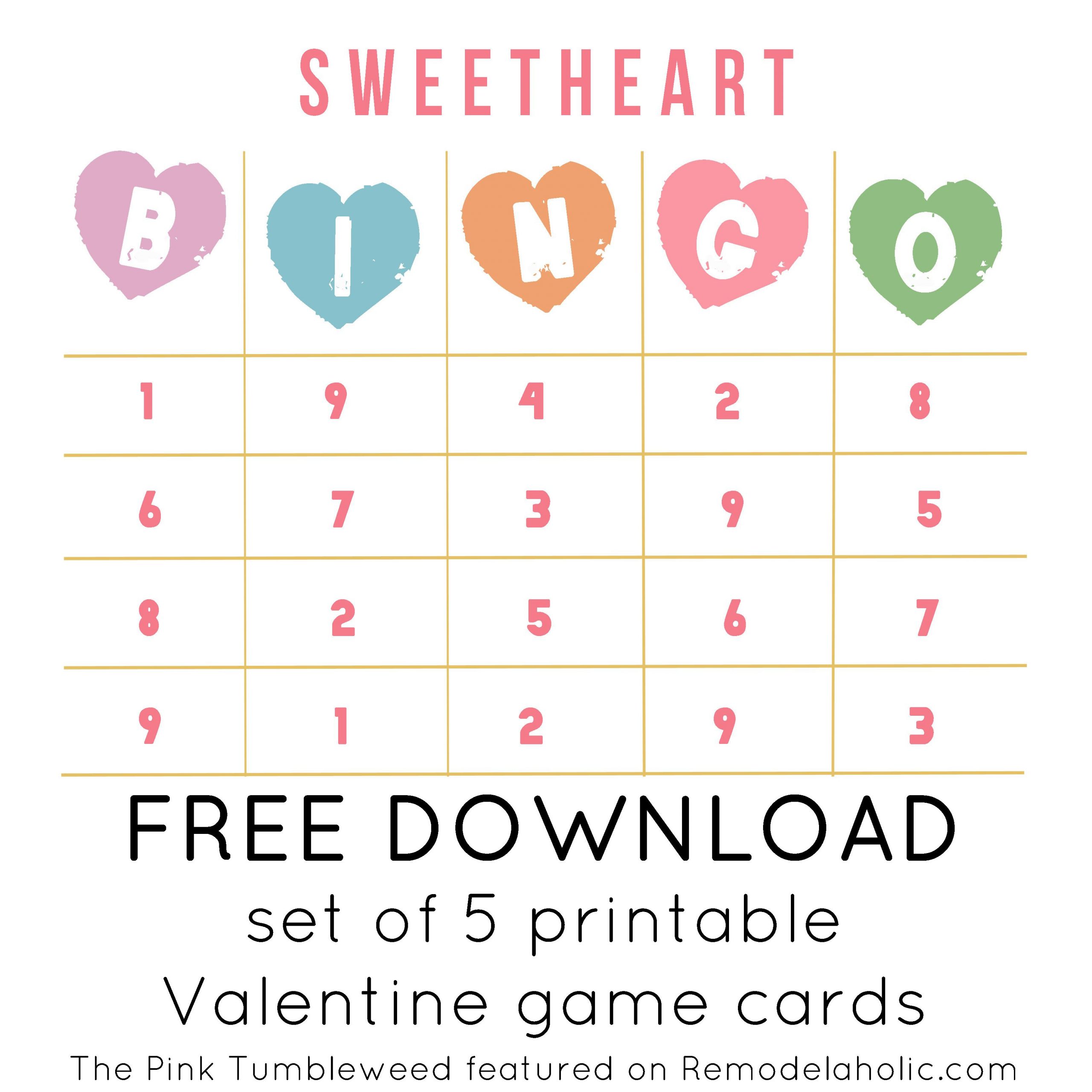 Free Printable Valentine Bingo Conversation Heart Cards