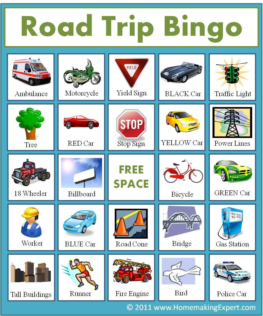 Free Road Trip Bingo Game For Kids - Homemaking Expert