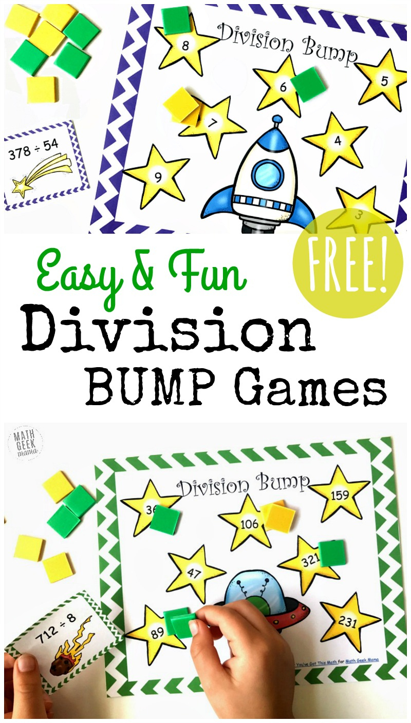 Free Simple Printable Division Games {1-2 Digit Divisors}