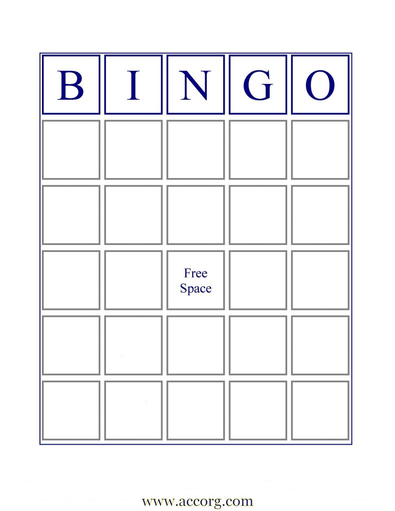 Word Template Bingo Card