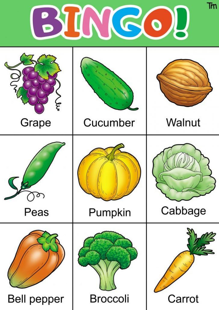 Vegetable Bingo Card Printables