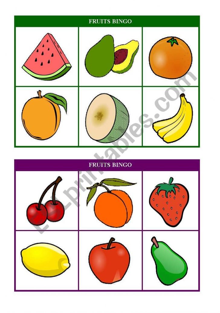 Fruits Bingo (Cards 7 & 8 Of 10) Fully Editable Esl Printable Bingo