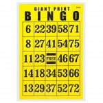 Giant Print Bingo Card   Black On Yellow Background
