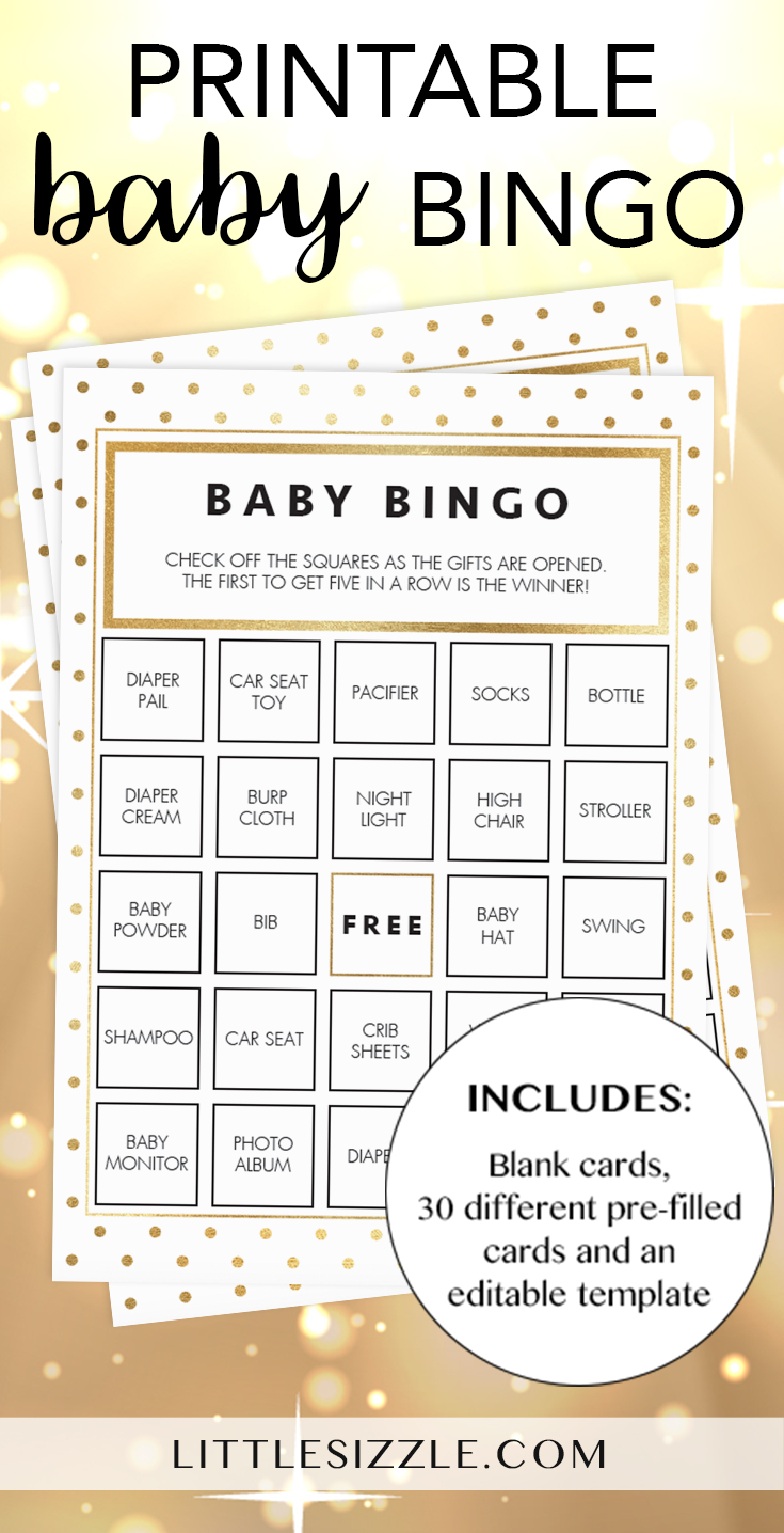 Gold Glitter Shower Printable Bingo Cards - Ideeën Voor
