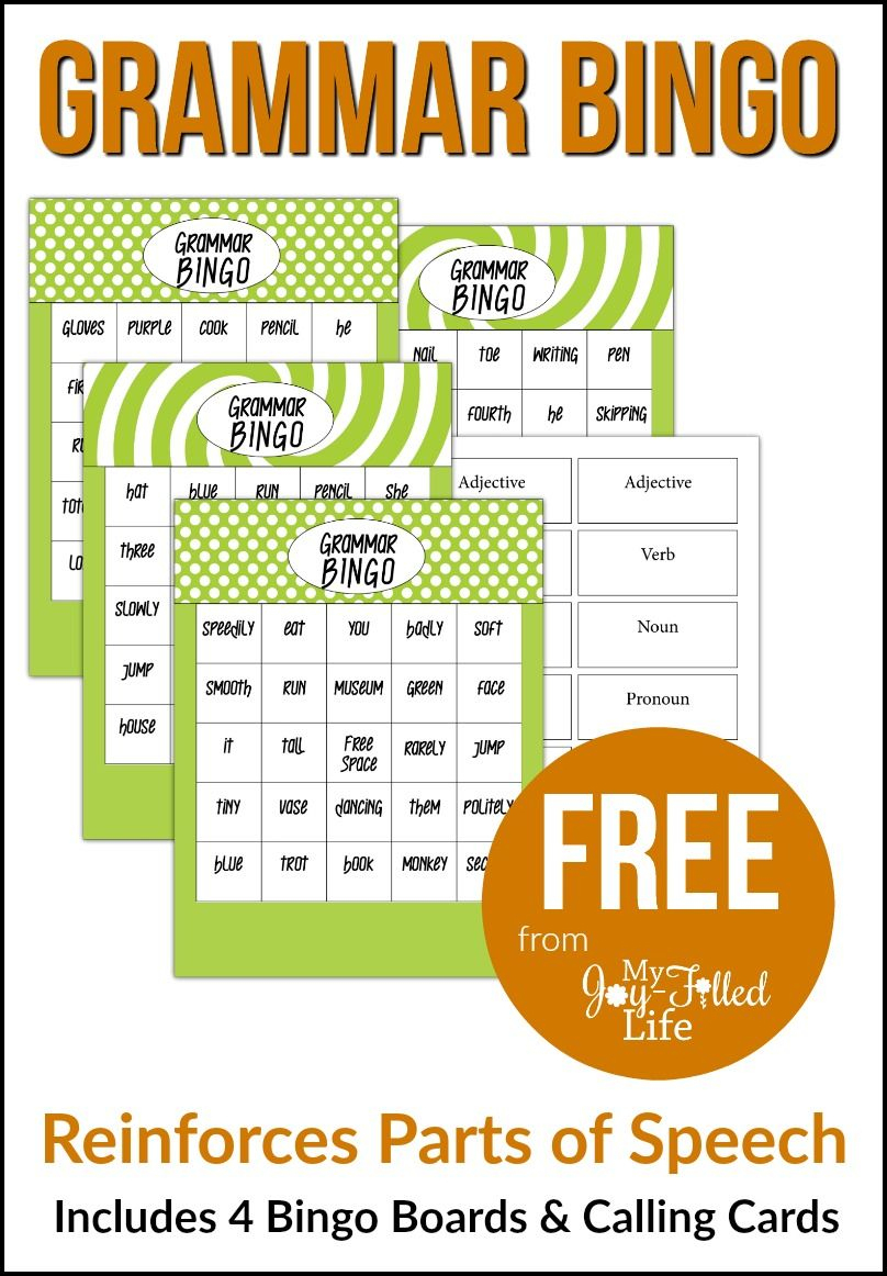 Grammar Bingo - Free Printable | English Grammar Games