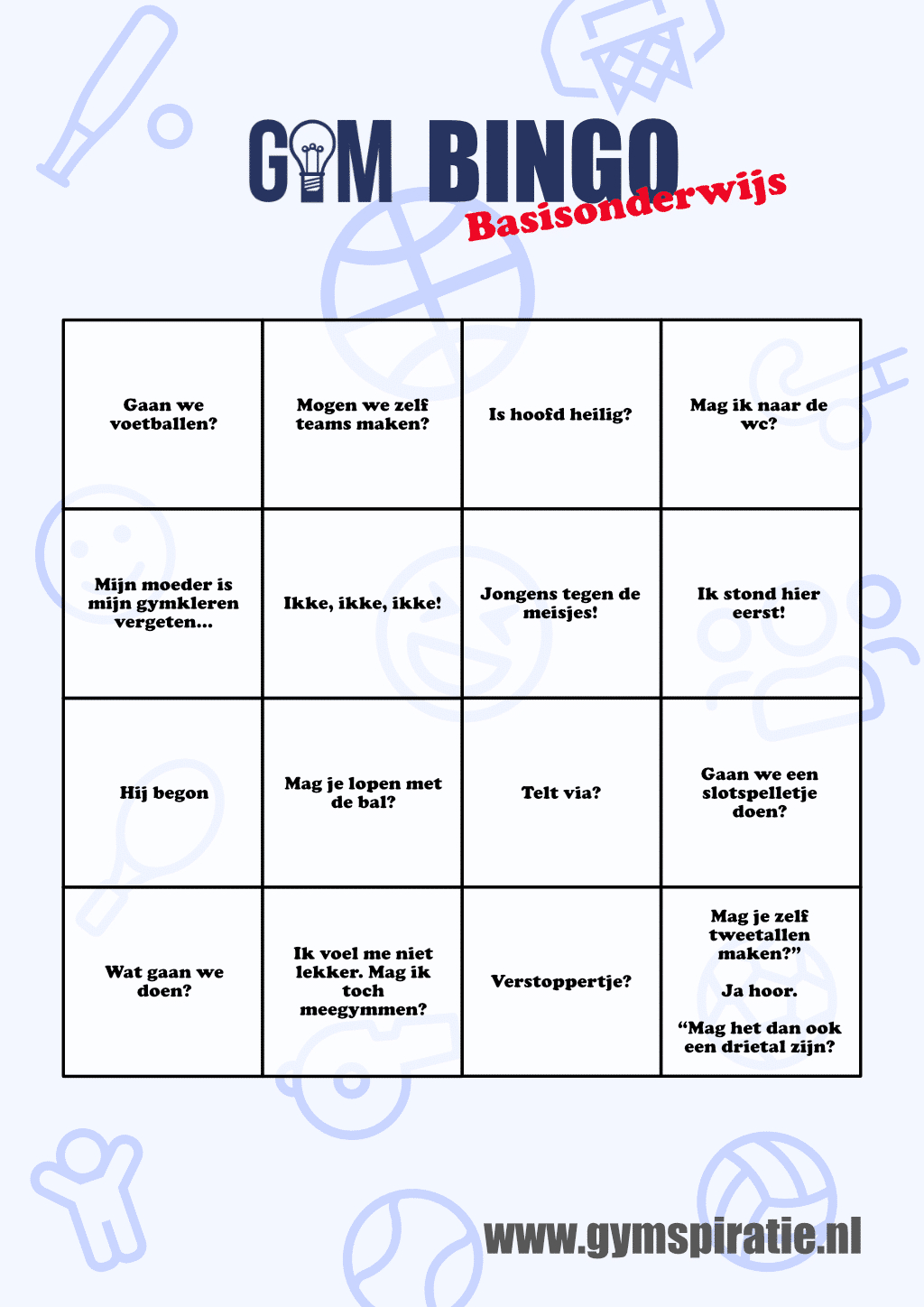 Gym Bingo: Wie Heeft Als Eerste Zijn Bingokaart Vol