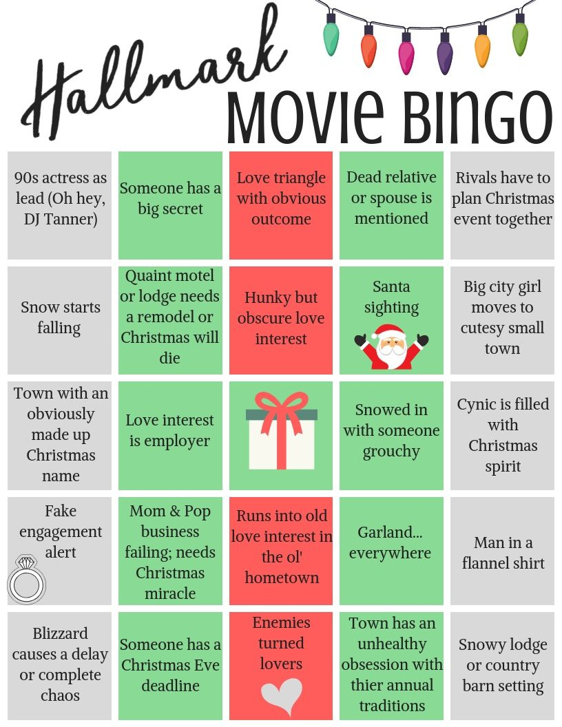 Hallmark Movie Bingo- Free Printables! | Christmas Movie