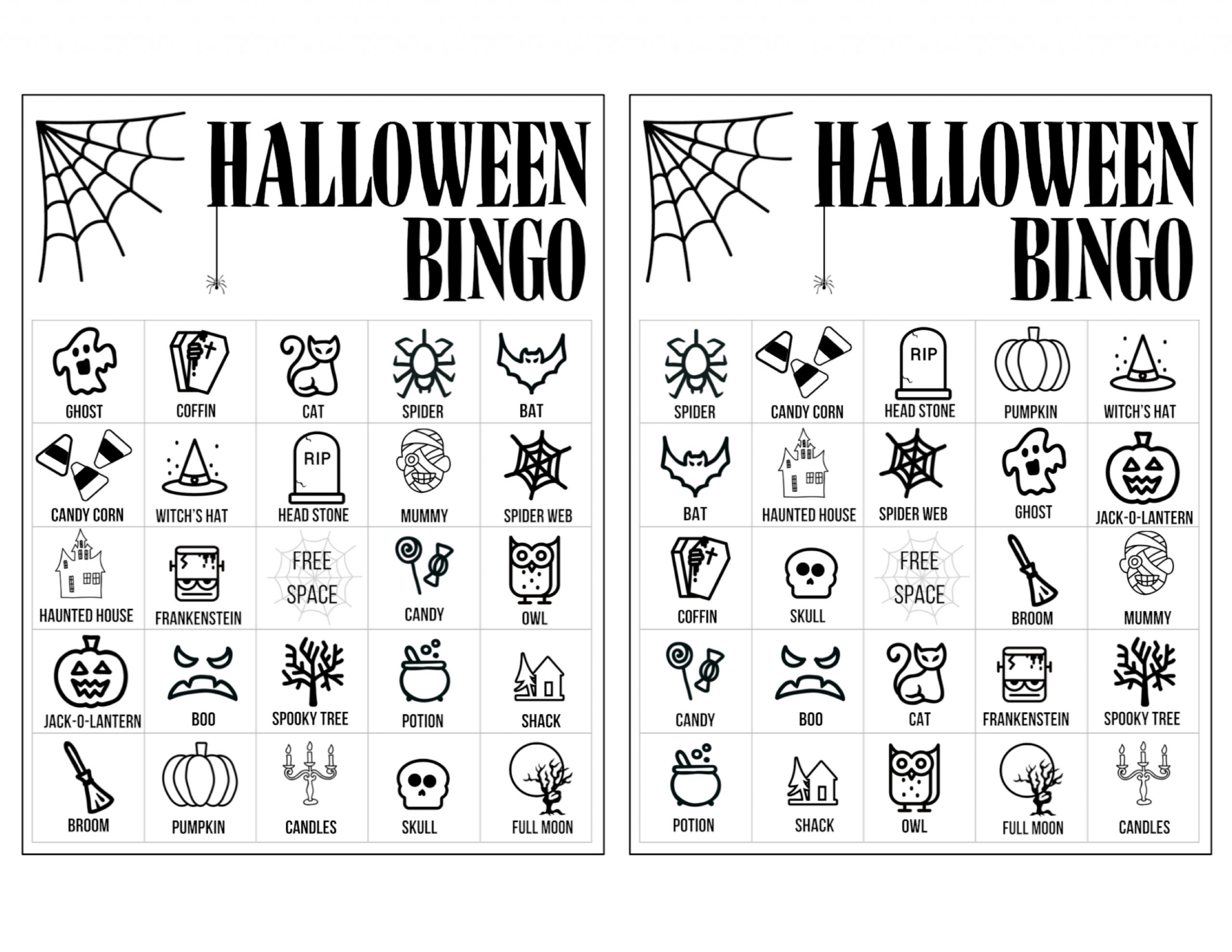 Halloween Bingo Printable Game Cards Template - Paper Trail