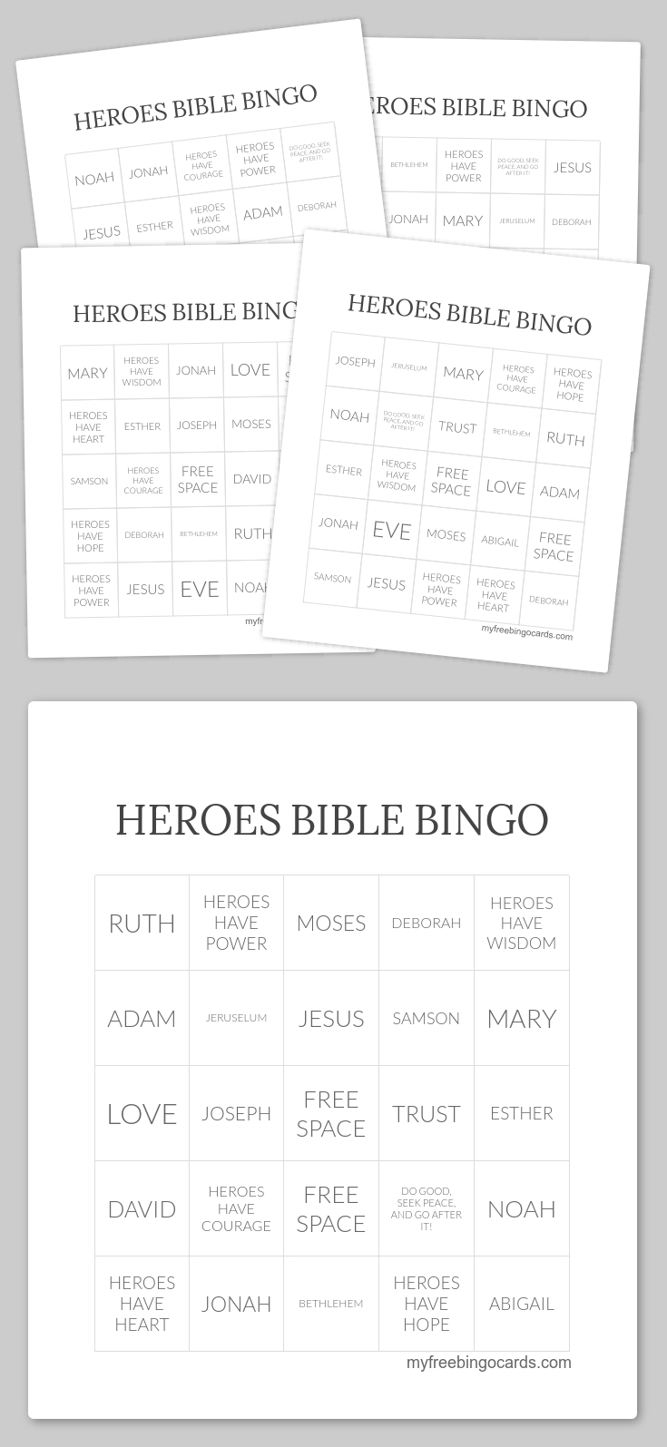 Heroes Bible Bingo | Free Printable Bingo Cards, Free Bingo