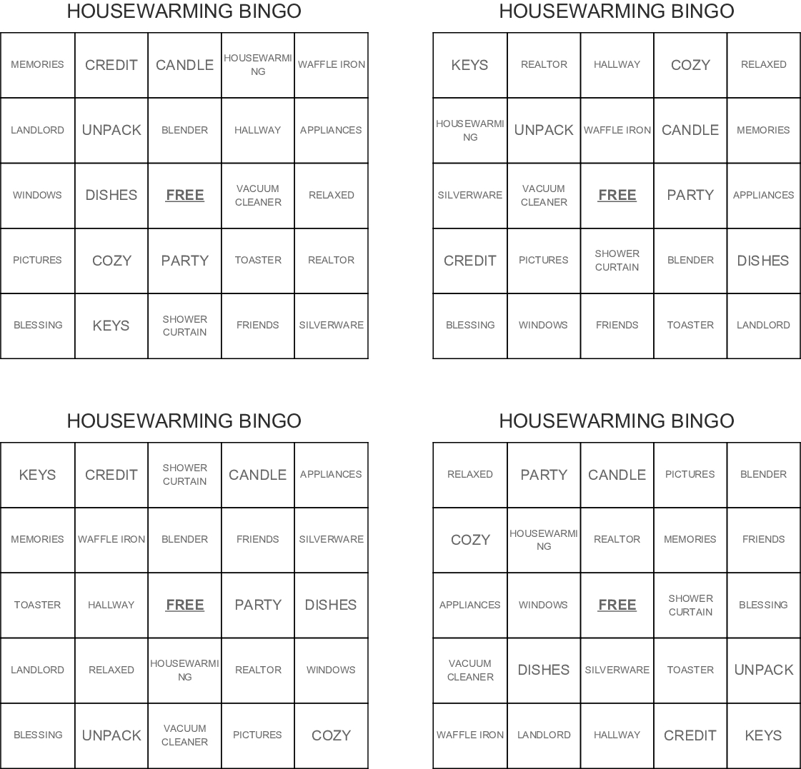 Housewarming Games Free Printable Printable World Holiday