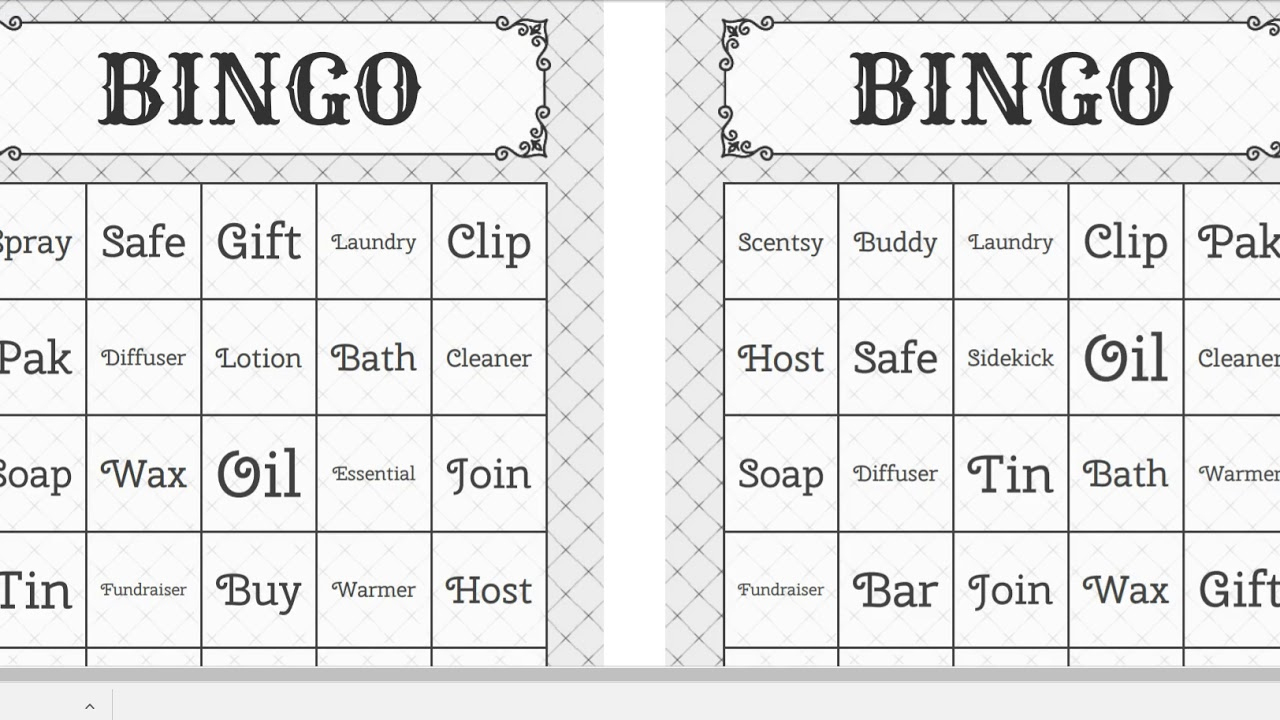 How To Create Bingo Cards For Your Scentsy Parties