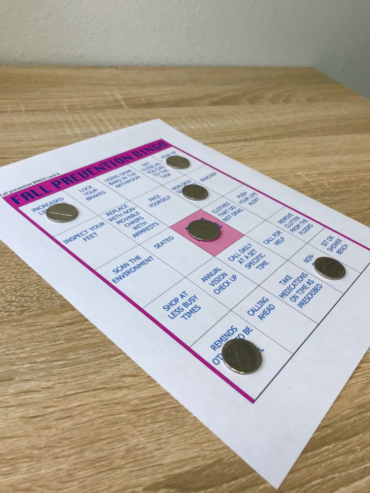 Bingo Calling Cards Printable Fall Prevention