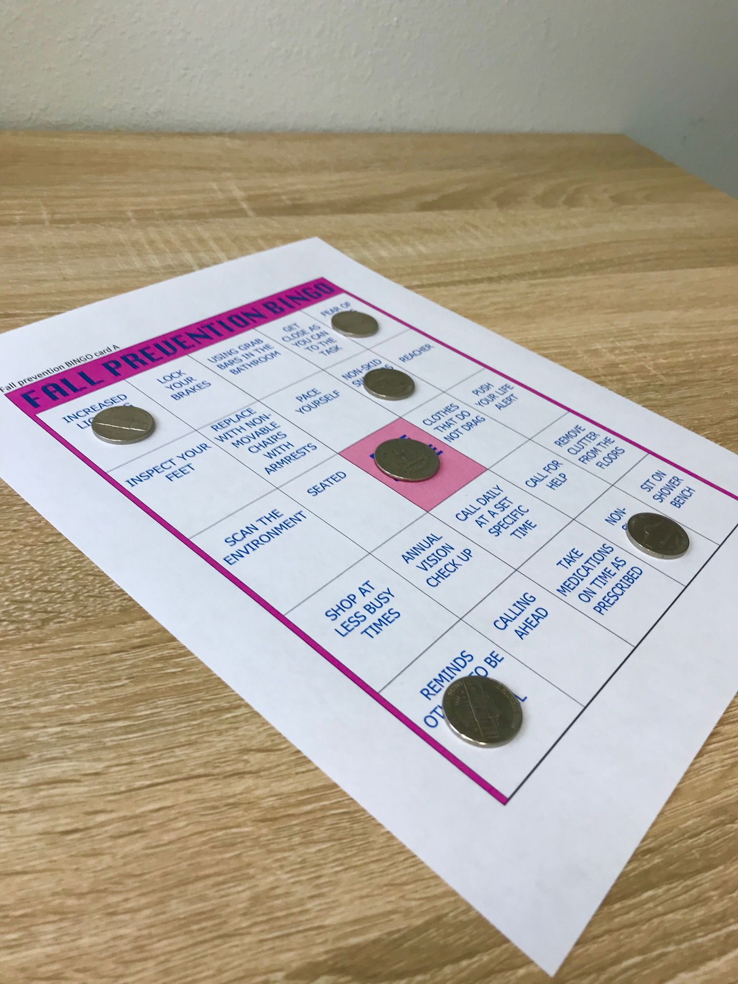 How To Make Your Own Fall Prevention Bingo Game | Bingo