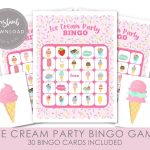 Ice Cream Bingo Game, Ice Cream Party Game, Printable Bingo