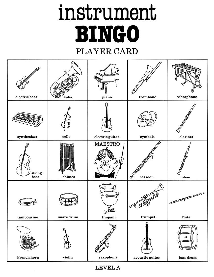 Instrument Bingo Game Northwest Music Http://www