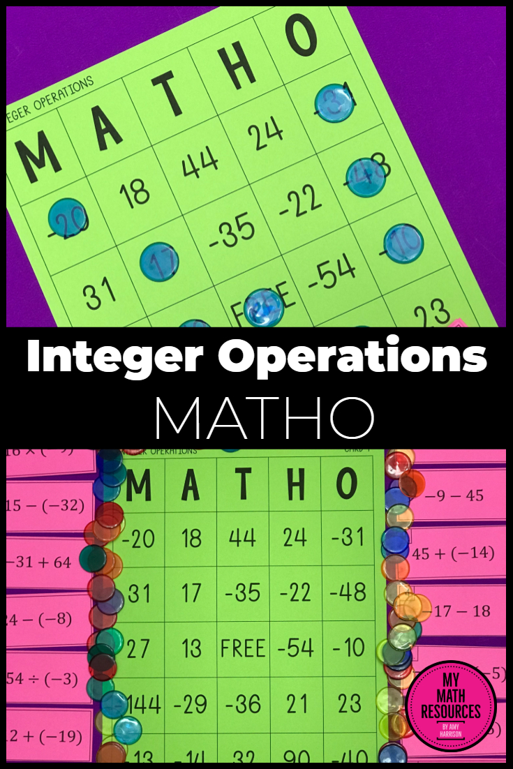 Integer Operations Matho (Bingo Game) | Middle School Math