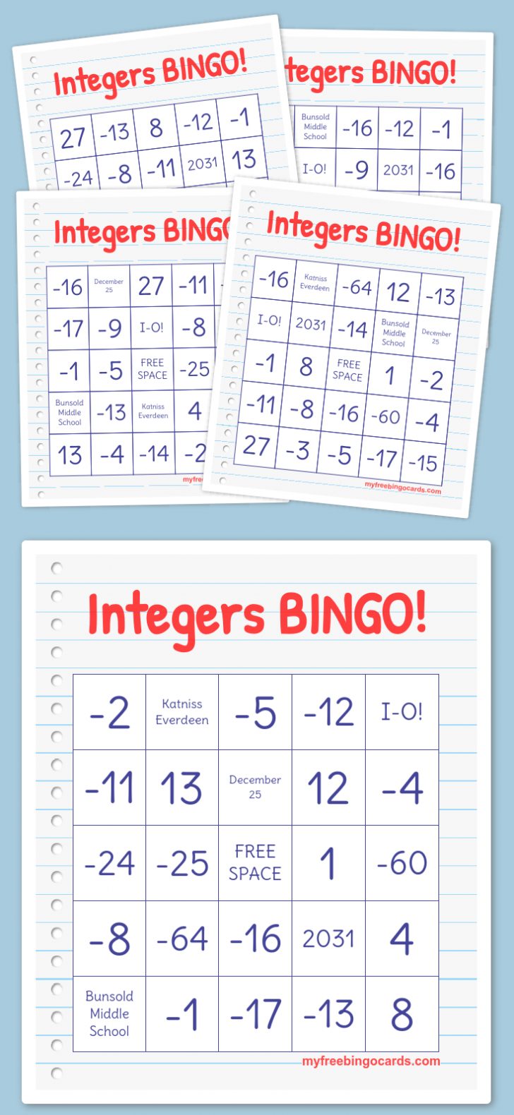 1-5 Colors Bingo Cards Printable