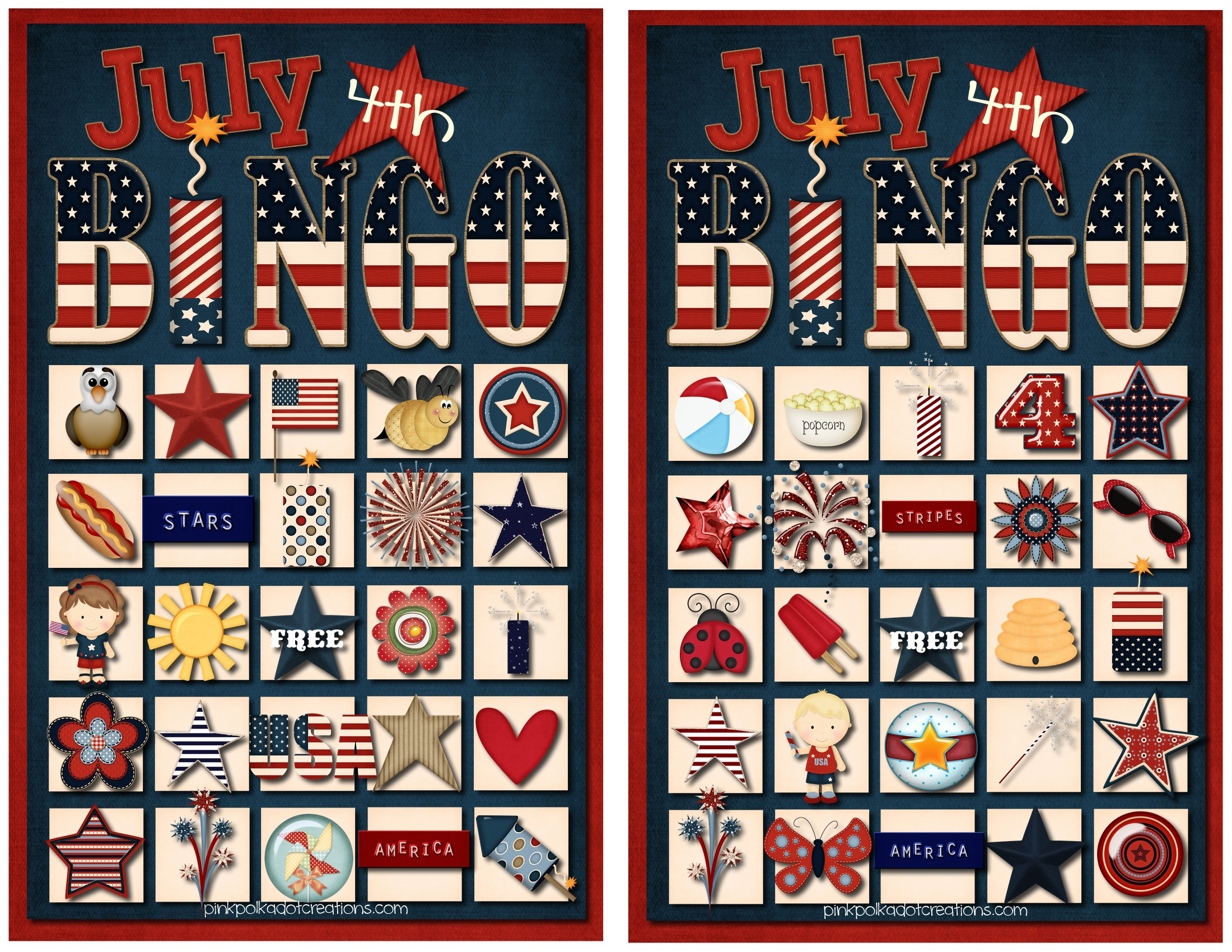 July 4Th Bingo Game - Pink Polka Dot Creations