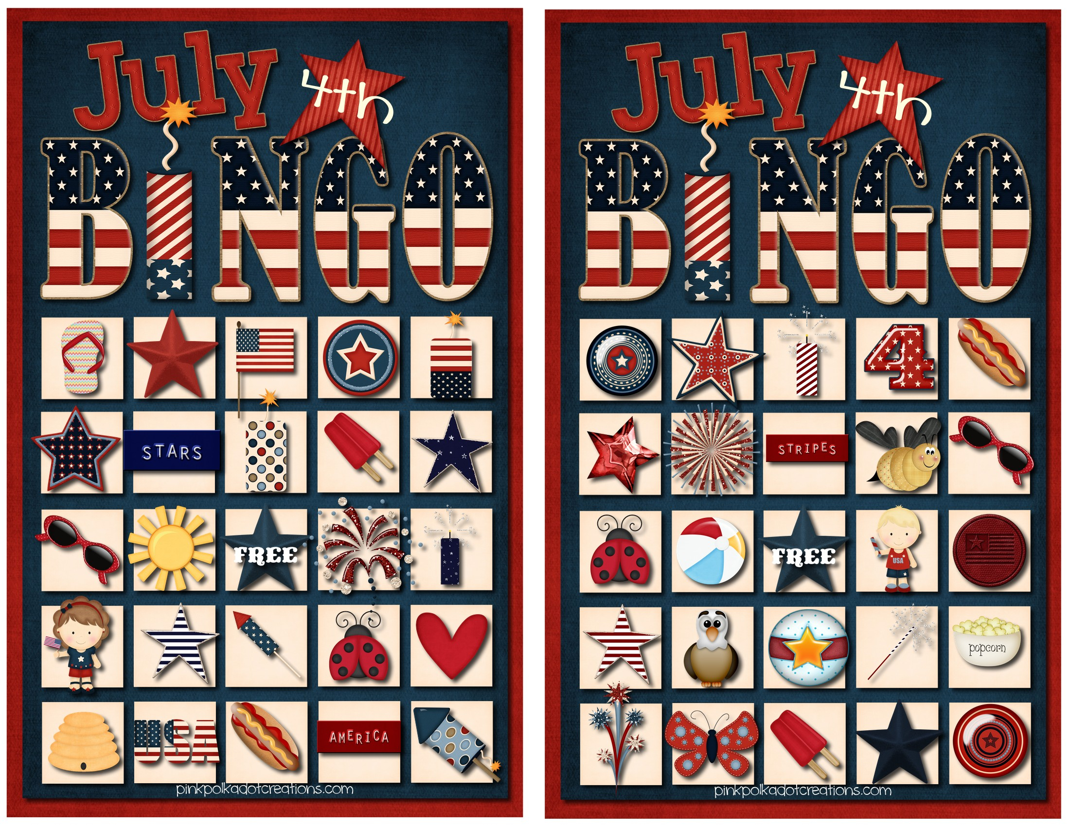 July 4Th Bingo Game - Pink Polka Dot Creations