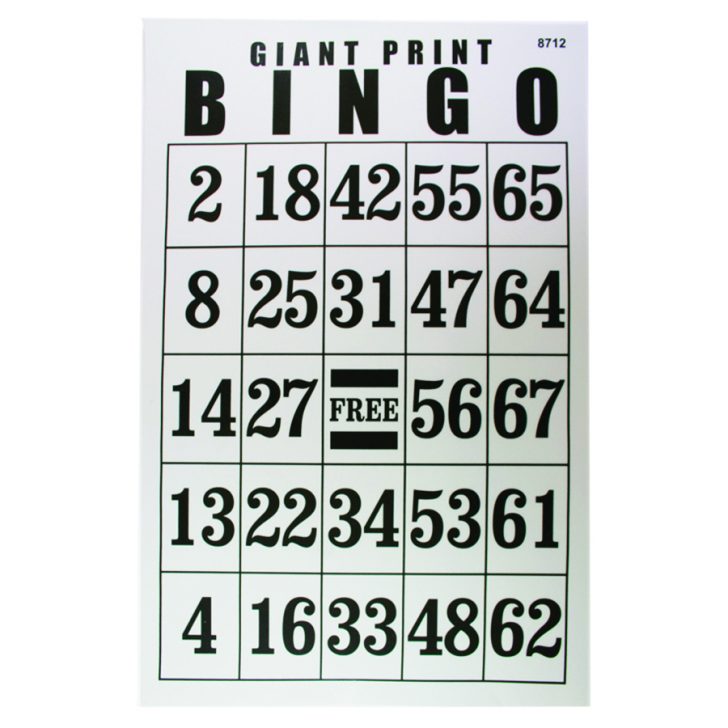 Jumbo Laminated Large Print Bingo Card | Printable Bingo Cards