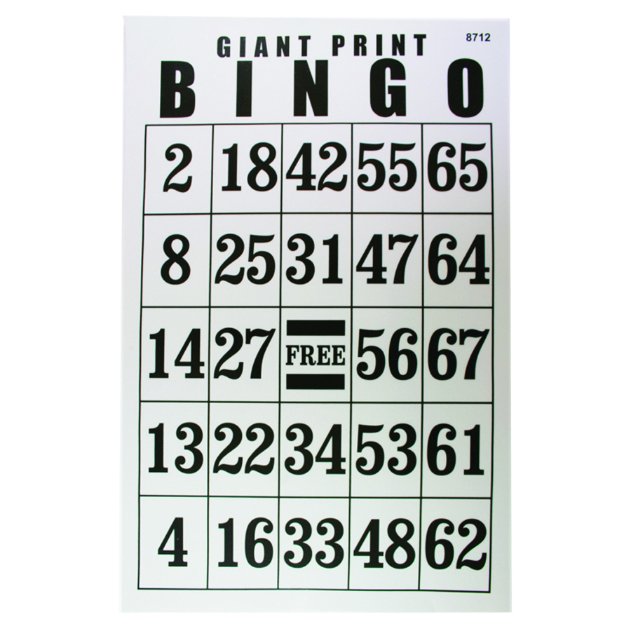 Jumbo Laminated Large Print Bingo Card