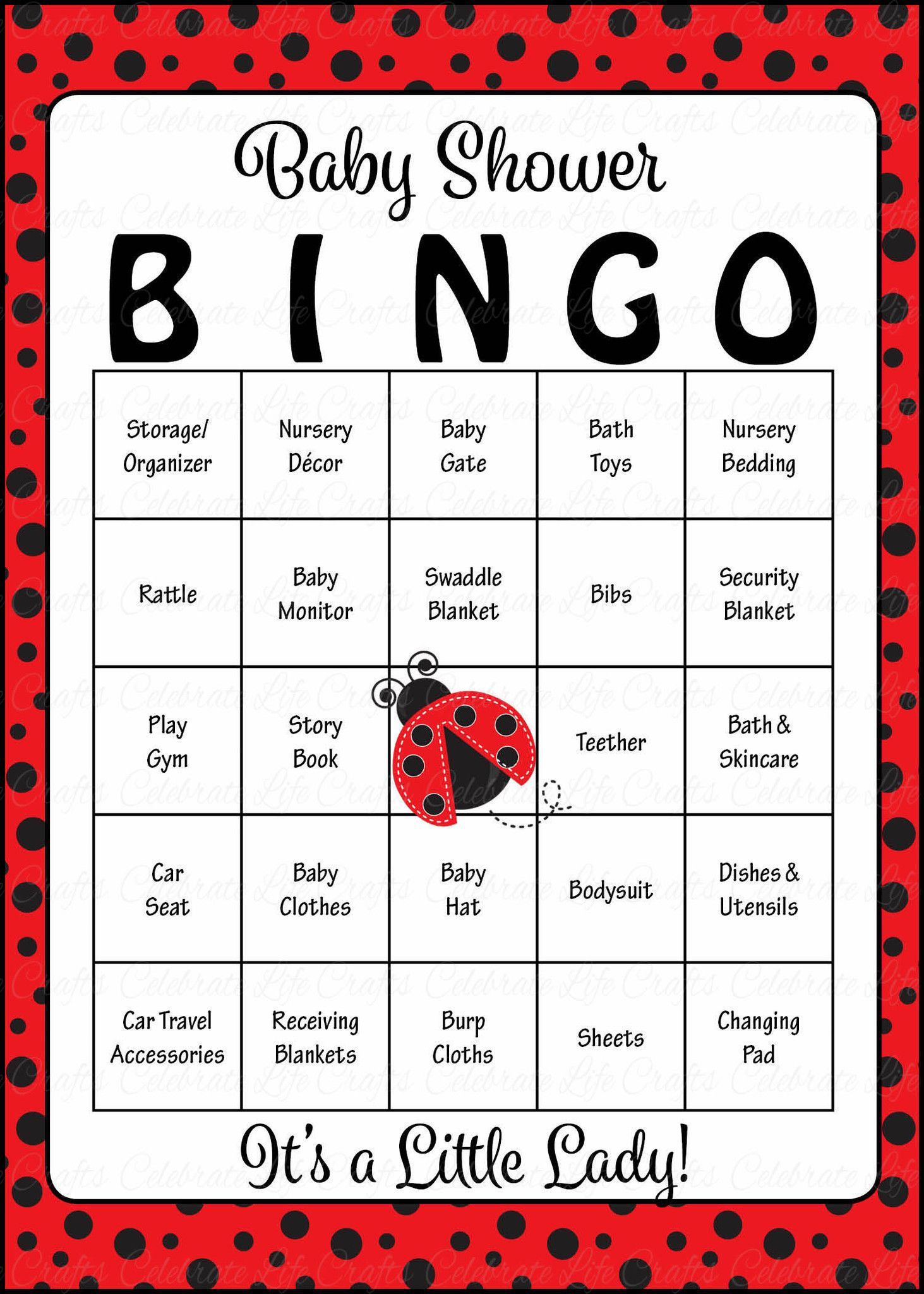 Ladybug Baby Bingo Cards - Printable Download - Prefilled