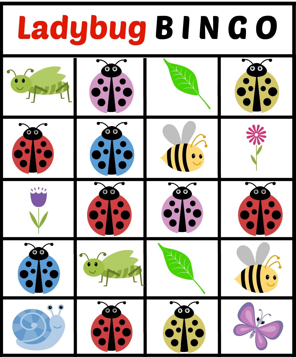 Ladybug Bingo Card 2 - Jenny At Dapperhouse Free Printables