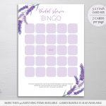 Lavender Bridal Shower Bingo Printable Free Empty Bingo