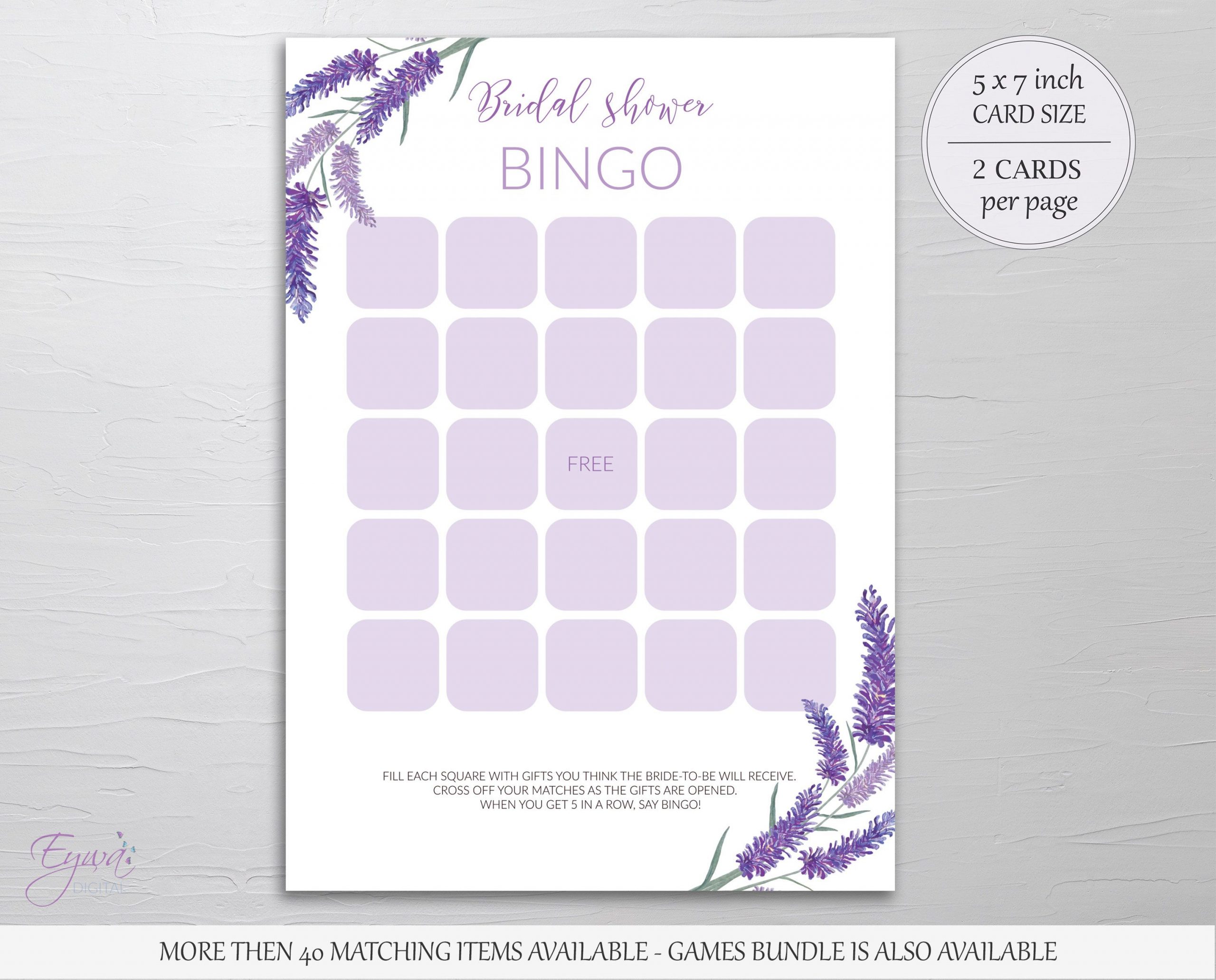 blue bridal shower bingo blank free printable