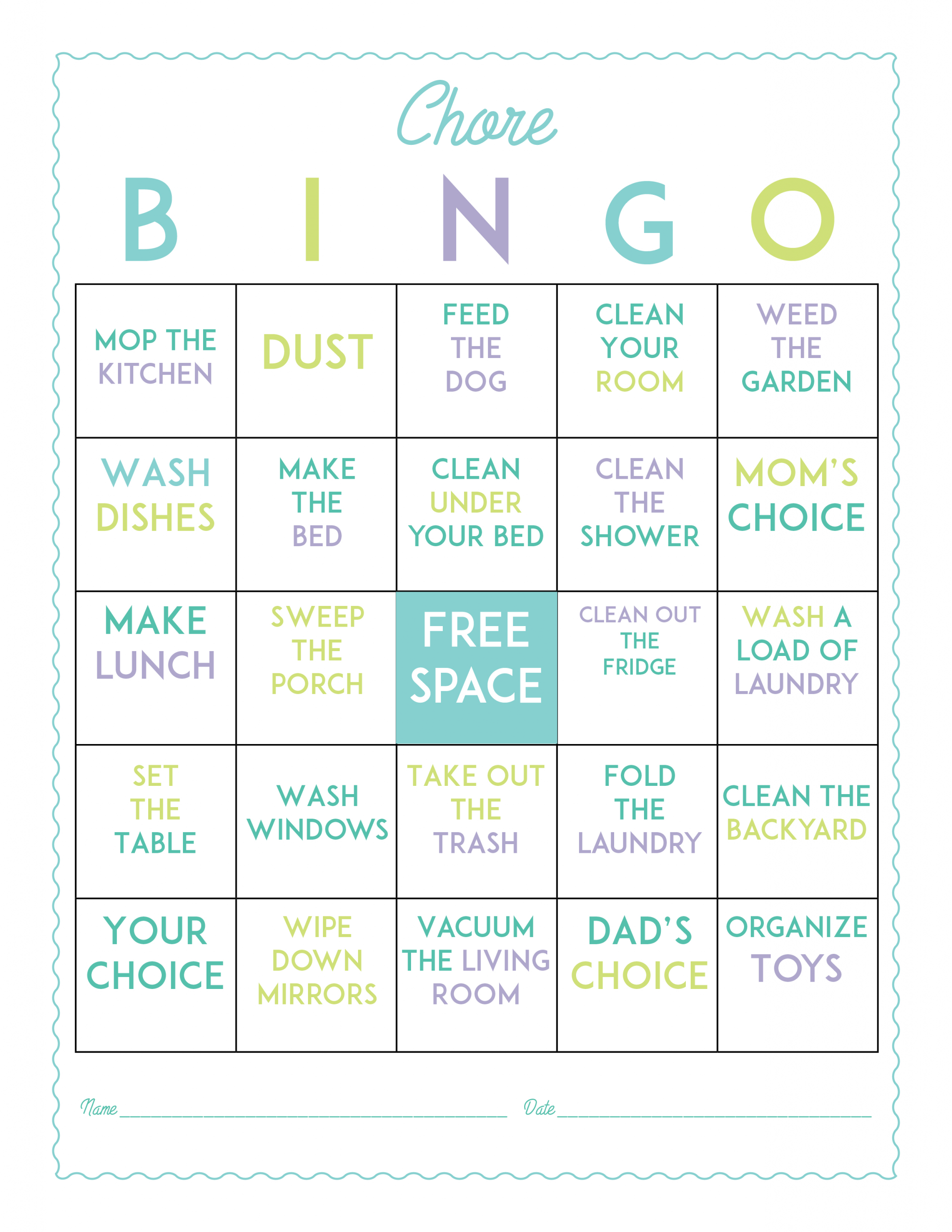 Make Chores More Fun With This Free Printable Chore Bingo