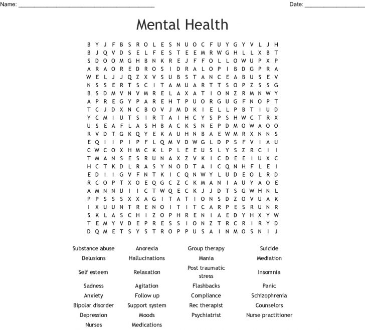 Mental Health Bingo - Wordmint | Printable Bingo Cards