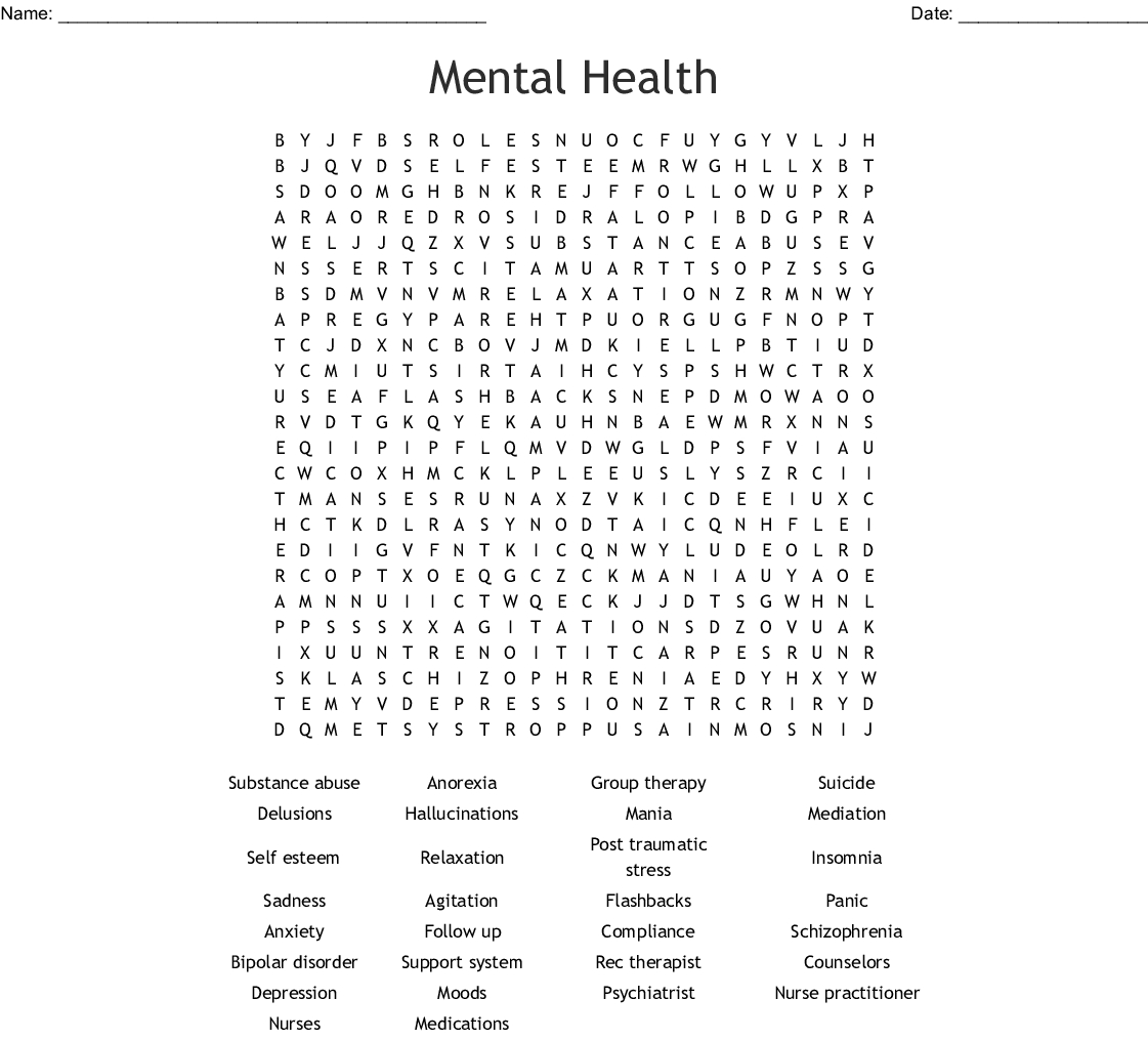 Mental Health Bingo - Wordmint