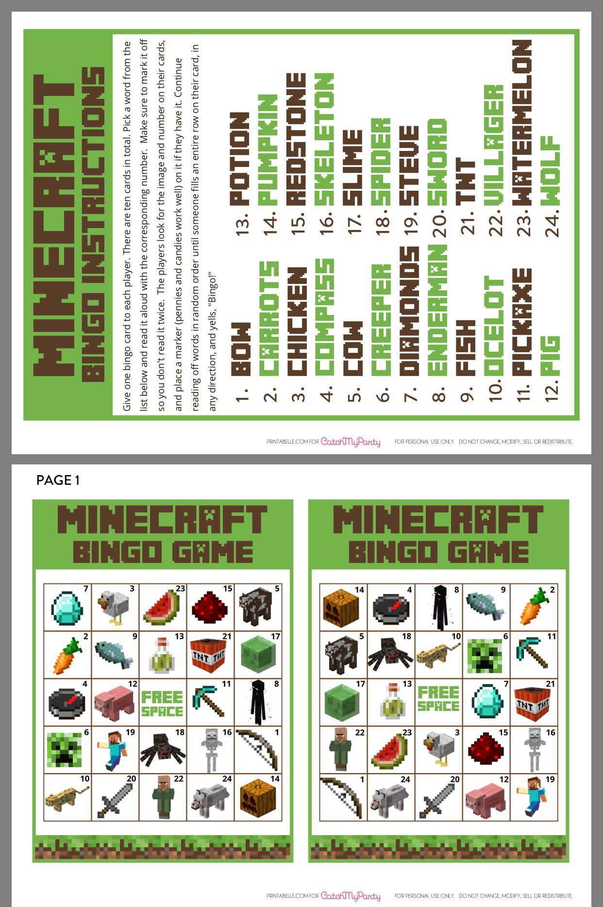 Minecraft Bingo | Minecraft Bingo, Minecraft Activities