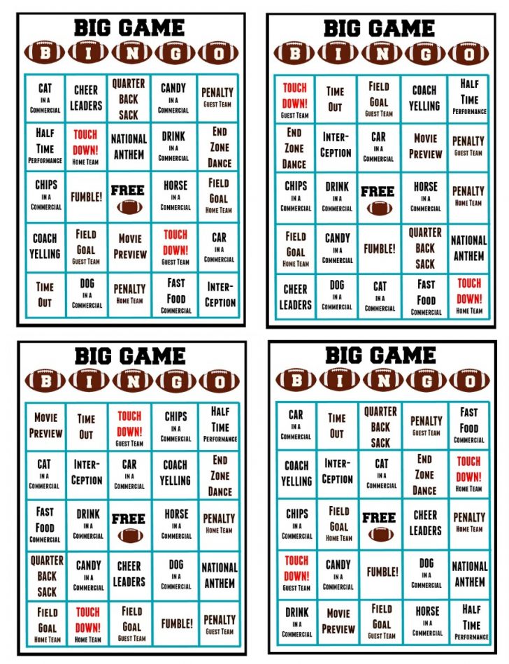 Free Football Bingo Cards Printable
